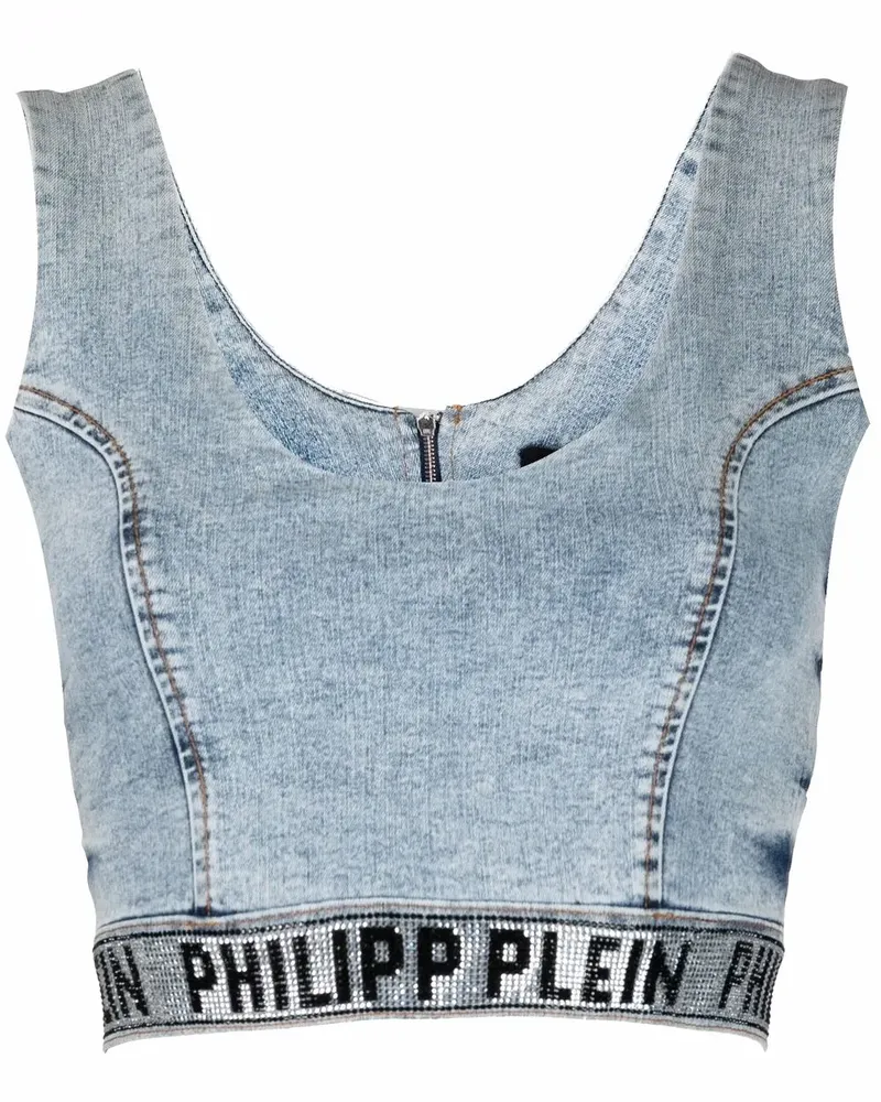 Philipp Plein Cropped-Top mit Logo - Blau Blau