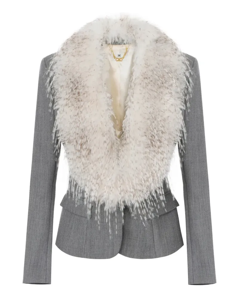 Elisabetta Franchi Wolljacke mit Kragen in Pelzoptik - Grau Grau