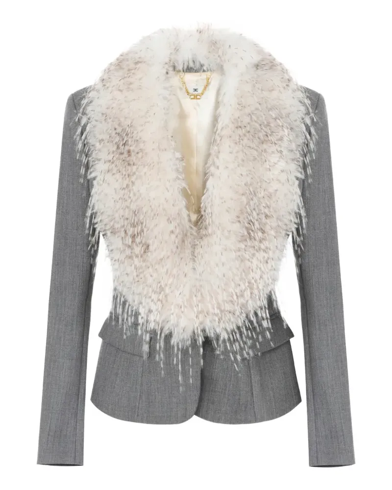Elisabetta Franchi Wolljacke mit Kragen in Pelzoptik - Grau Grau