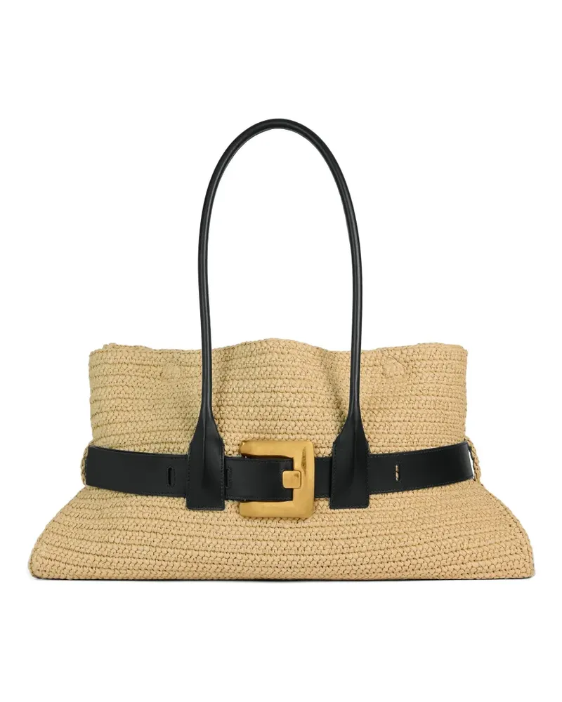 Balmain large Anthem bag in smooth leather and crochet - Nude Nude