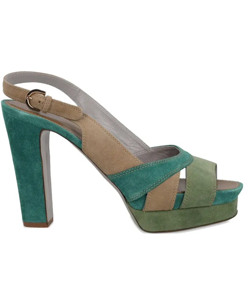 Sergio Rossi 100mm suede platform slingback sandals - Grün Grün