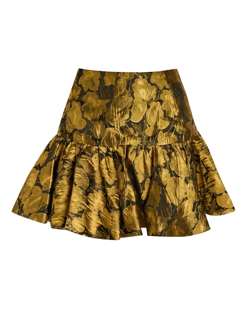 Ronny Kobo Stormi floral-jacquard mini skirt - Gold Gold