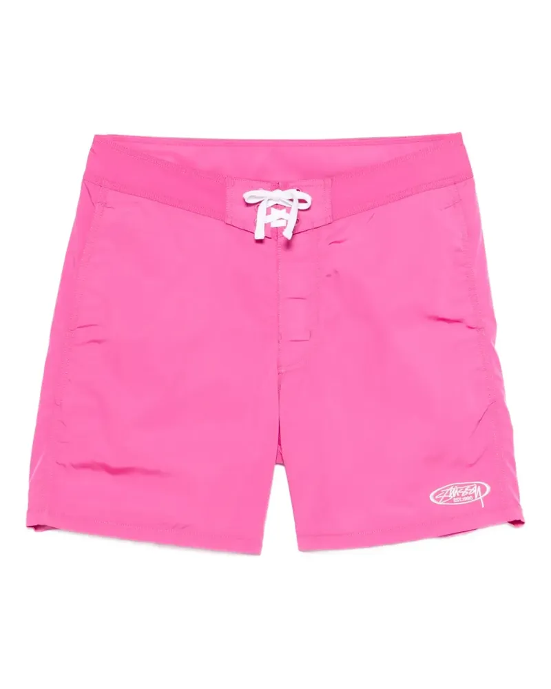 Stüssy logo-embroidered swim shorts - Rosa Rosa