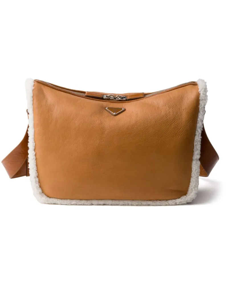 Prada Schultertasche mit Shearling - Braun Braun