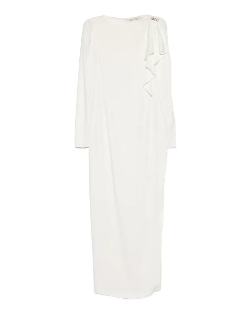 Alessandra Rich ruffled embellished midi dress - Weiß Weiß