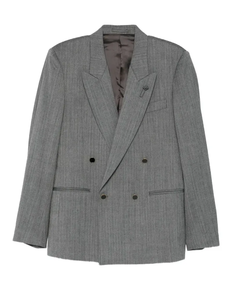 LARDINI Sakko mit Fischgrätenmuster - Grau Grau