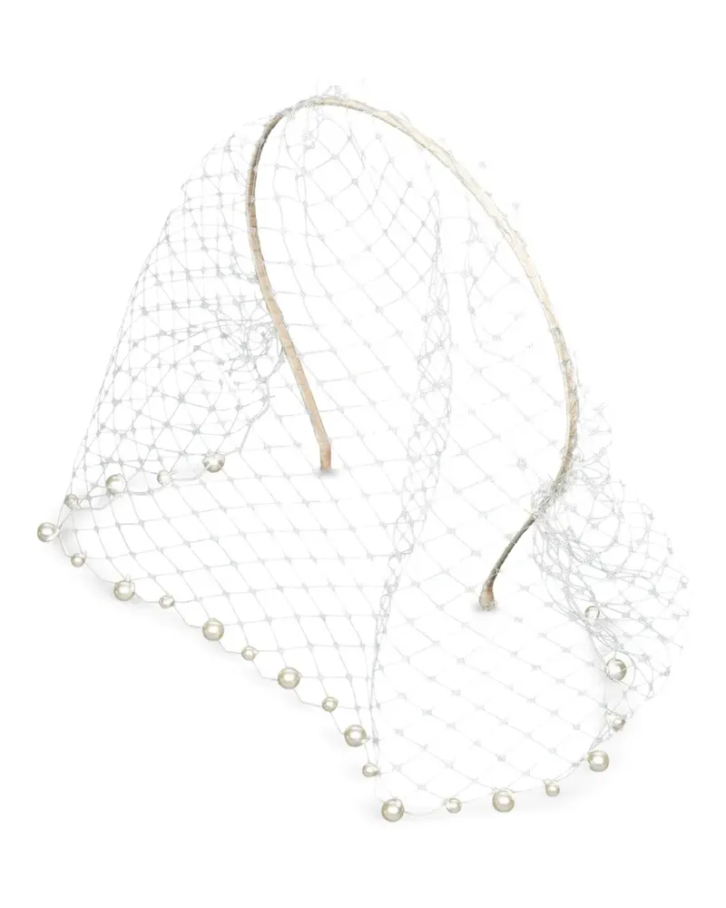 Jennifer Behr Verzierter Perline Voilette Schleier - Weiß Weiß