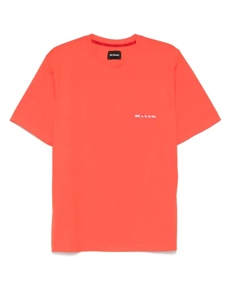 Kiton T-Shirt mit Logo-Stickerei - Orange Orange