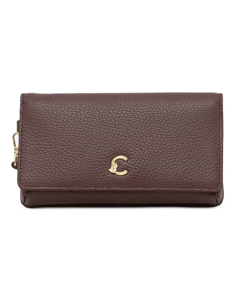 Coccinelle Kleine C-Me Clutch mit Logo-Schild - Braun Braun