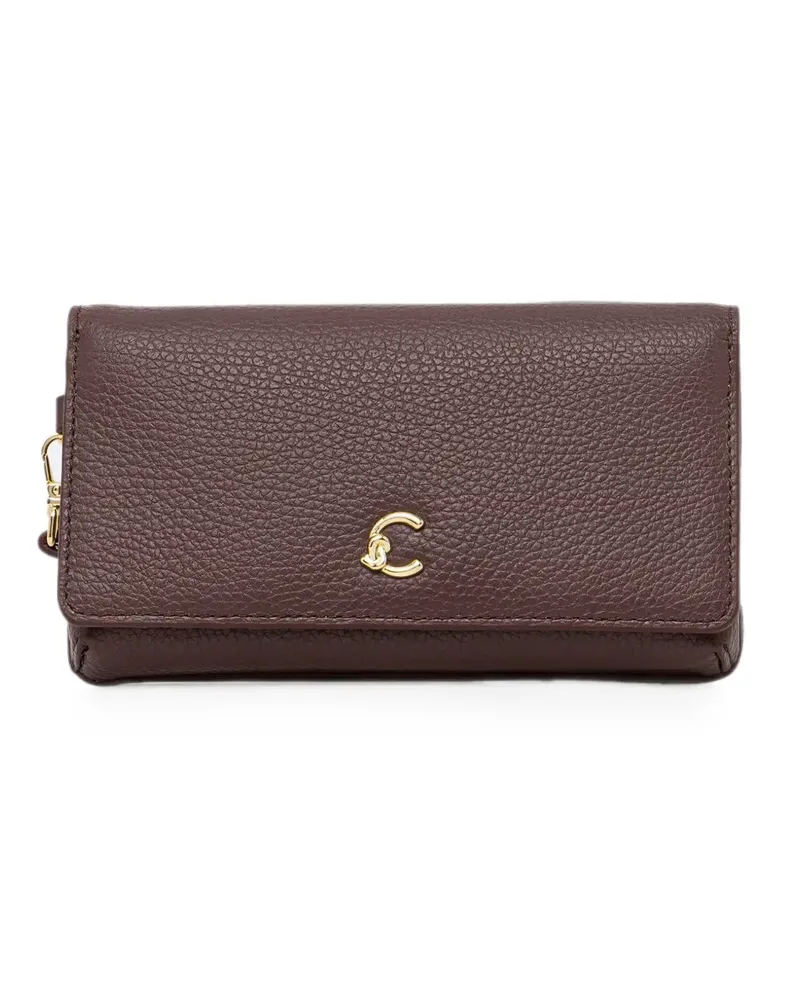 Coccinelle small C-Me logo-plaque pebbled clutch bags - Braun Braun