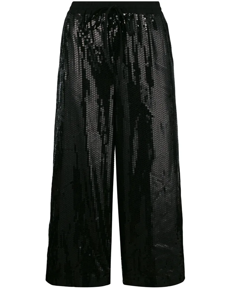 P.A.R.O.S.H. P.A.R.O H. Cropped-Paillettenhose mit Kordelzug - Schwarz Schwarz