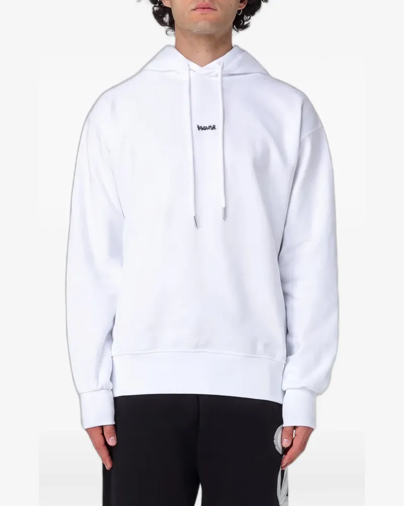 DISCLAIMER Hoodie mit tiefen Schultern - Weiß Weiß