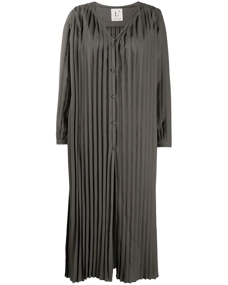 L'Autre Chose Plissiertes Midikleid - Grau Grau