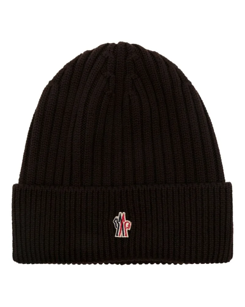Moncler Beanie mit Logo-Applikation - Braun Braun
