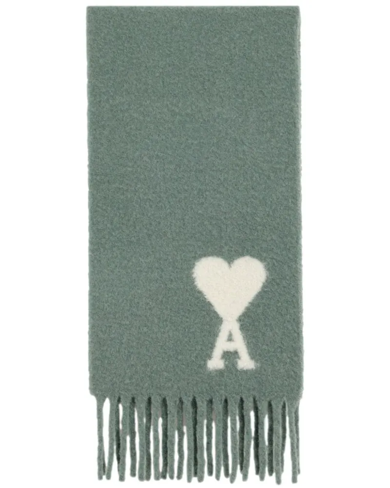 AMI Paris Oversized-Schal mit Logo-Stickerei - Grün Grün