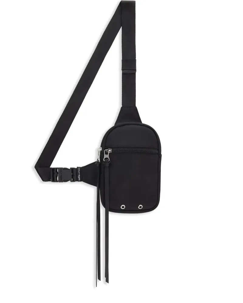 Courrèges Canvas-Umhängetasche mit Logo-Schild - Schwarz Schwarz