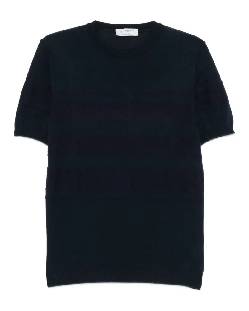 Jeordie's striped short-sleeve knitted cotton T-shirt - Blau Blau
