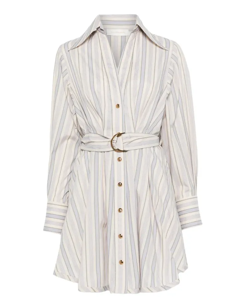 Zimmermann Gestreiftes Minikleid mit Gürtel - Nude Nude