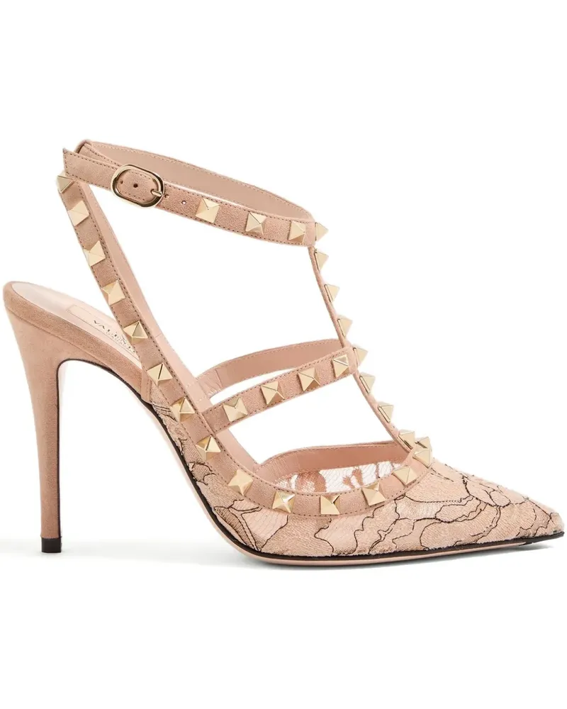 Valentino Garavani Rockstud Lace Pumps 100mm - Nude Nude