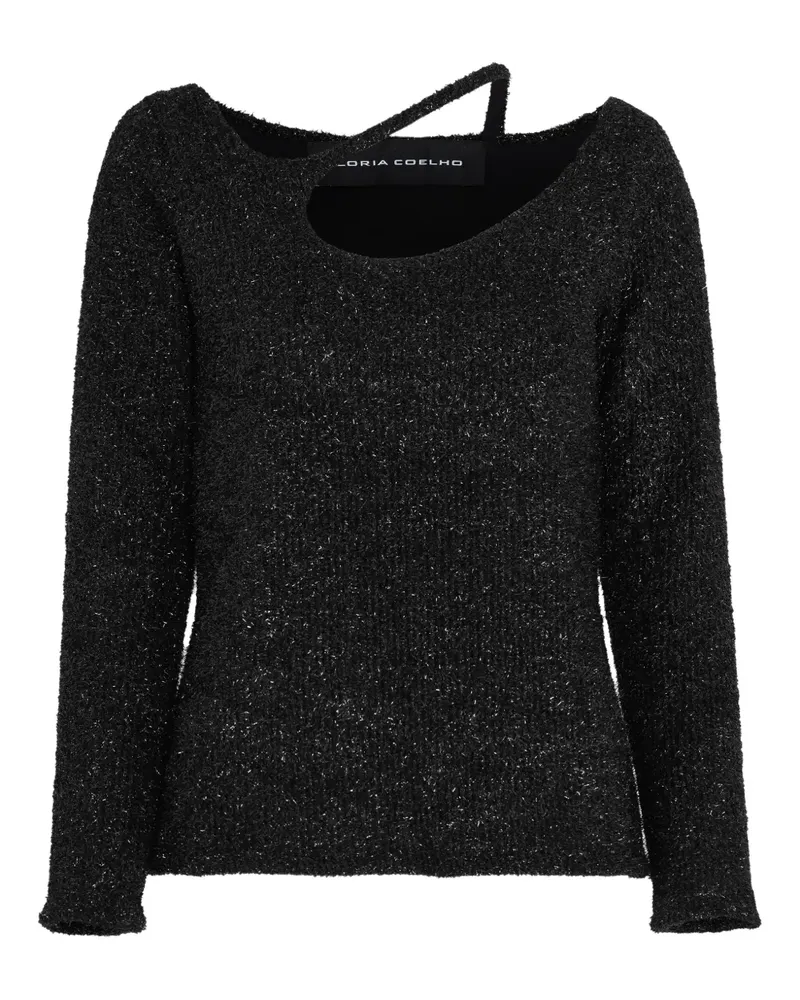 Gloria Coelho Oberteil in Glitter-Optik mit Cut-Out - Schwarz Schwarz