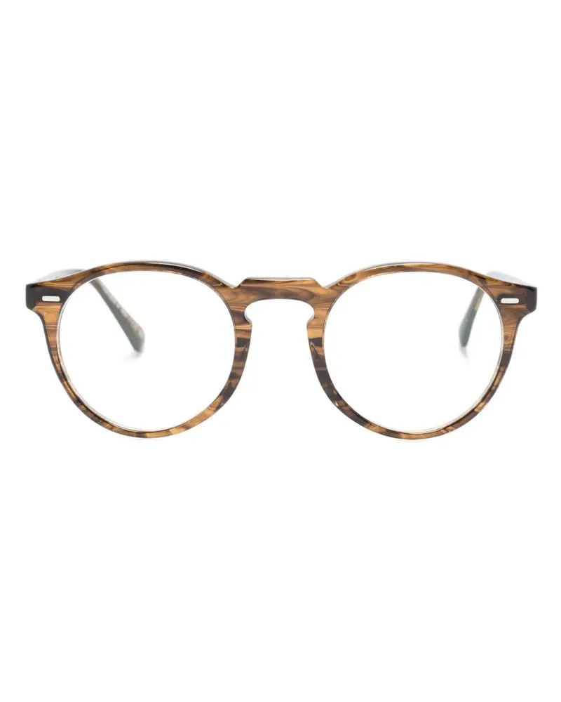 Oliver Peoples Gemusterte Brille mit rundem Gestell - Braun Braun