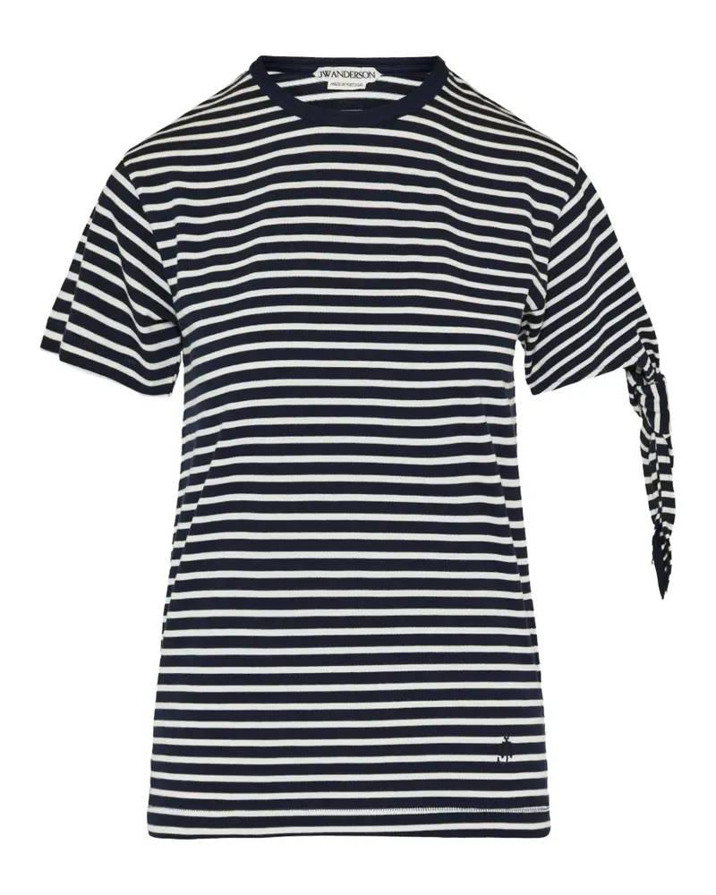 J.W.Anderson Gestreiftes T-Shirt mit Schleifenärmeln - Blau Blau