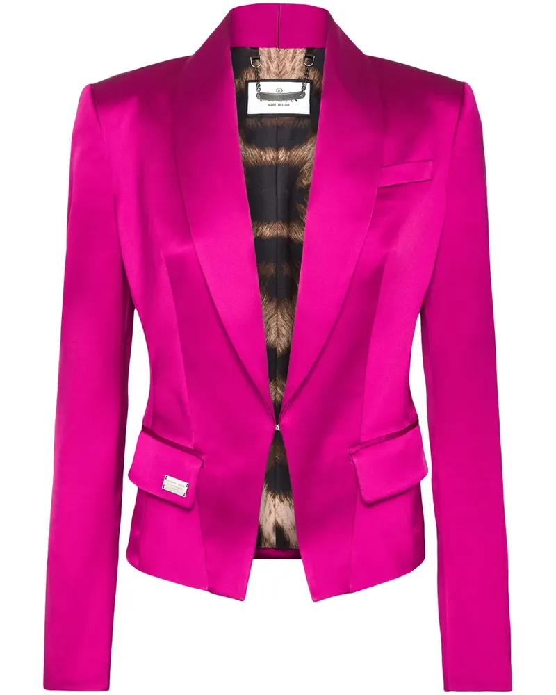 Philipp Plein Einreihiger Satinblazer - Rosa Rosa