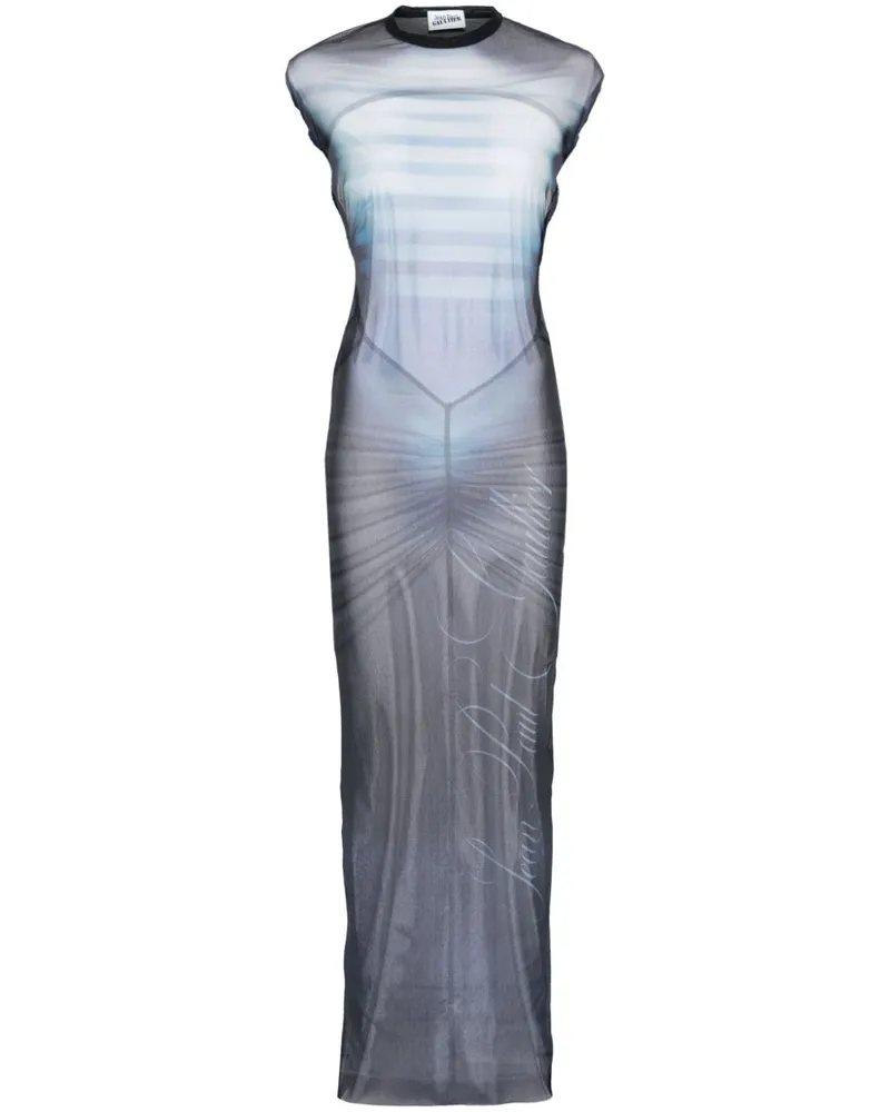 Jean Paul Gaultier Semi-transparentes Maxikleid - Blau Blau