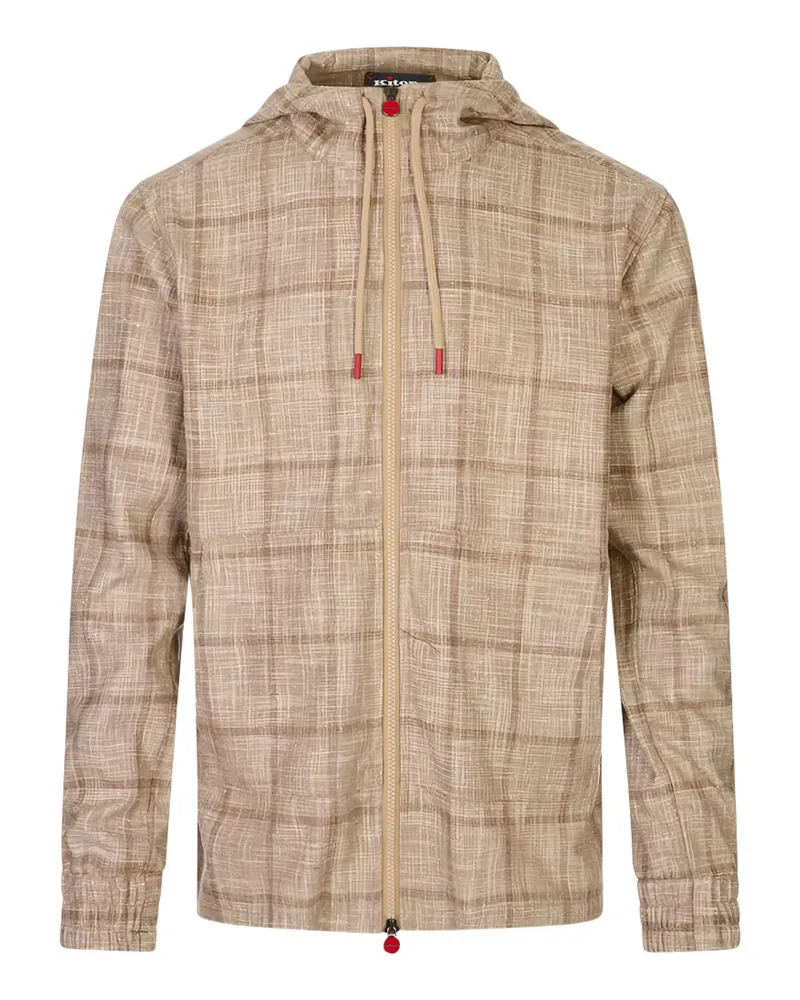 Kiton Karierte Jacke mit Reißverschluss - Nude Nude