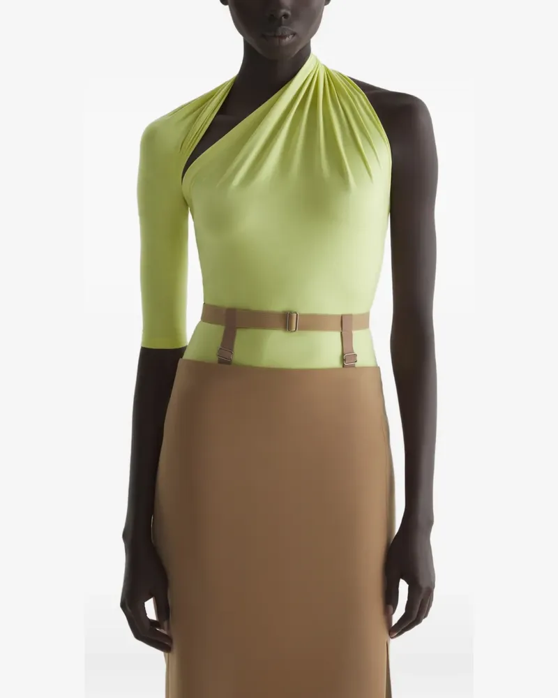 Thierry Mugler Drapiertes T-Shirt mit Schlaufe - Gelb Gelb