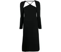 cut-out crepe midi dress - Schwarz