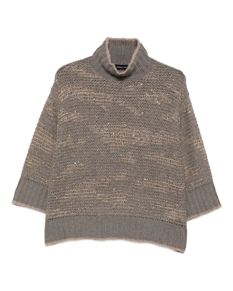 Fabiana Filippi Rollkragenpullover mit Pailletten - Grau Grau