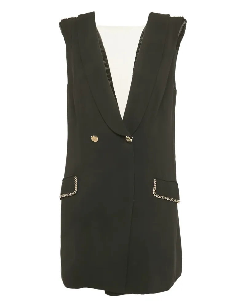 Elisabetta Franchi Doppelreihiges Minikleid mit Kettendetail - Schwarz Schwarz