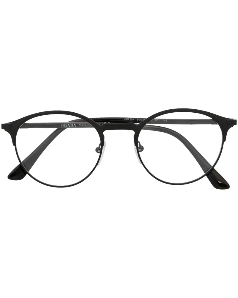 Prada Brille mit rundem Gestell - Schwarz Schwarz