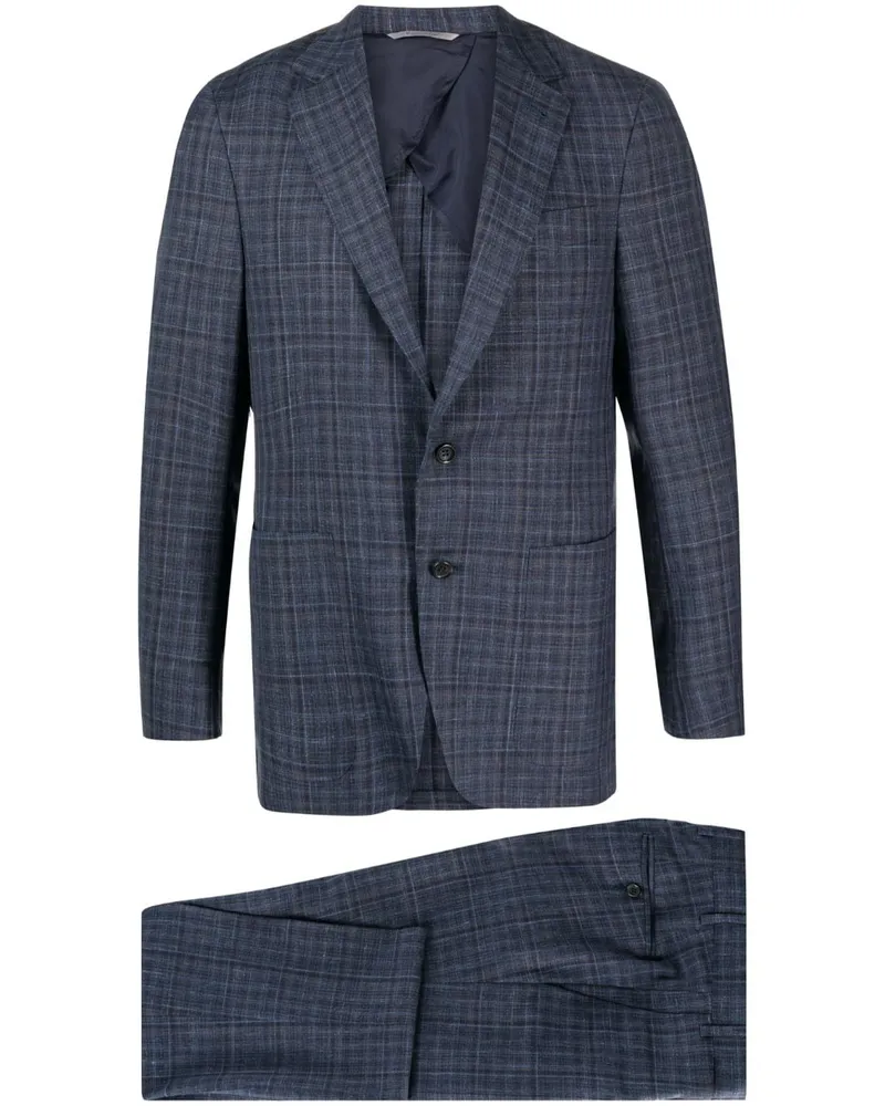 Canali Einreihiger Anzug mit Karomuster - Blau Blau