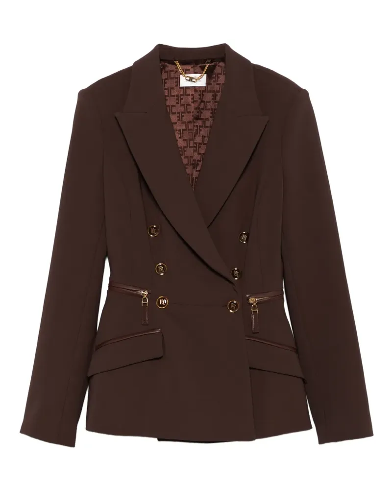 Elisabetta Franchi Doppelreihige Jacke mit Reißverschlussdetail - Braun Braun