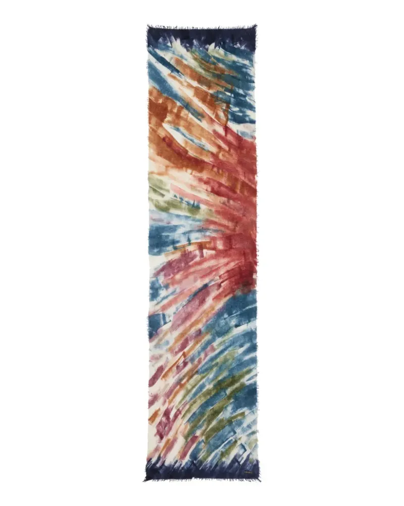 Faliero Sarti Ausgefranster Radius Schal mit abstraktem Print - Weiß Weiß