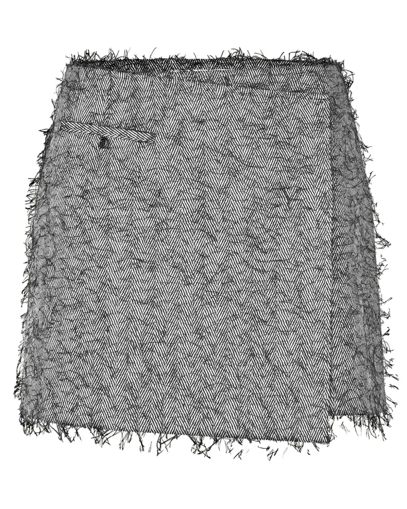 Samsøe & Samsøe Saneem herringbone fringed mini skirt - Schwarz Schwarz