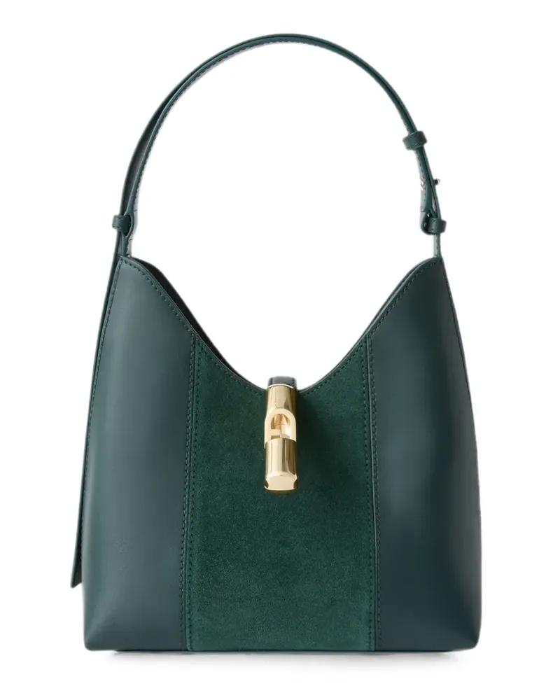 Furla suede-panel leather shoulder bag S - Grün Grün