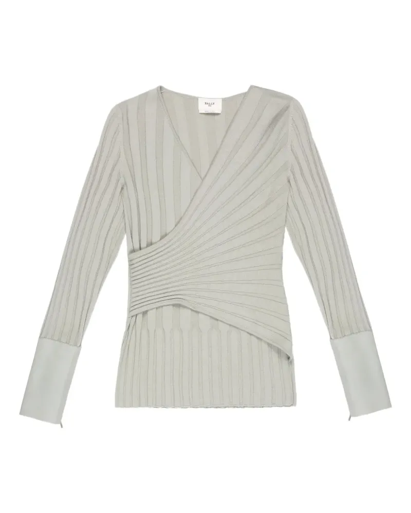 Bally Gerippter Strickpullover - Grau Grau