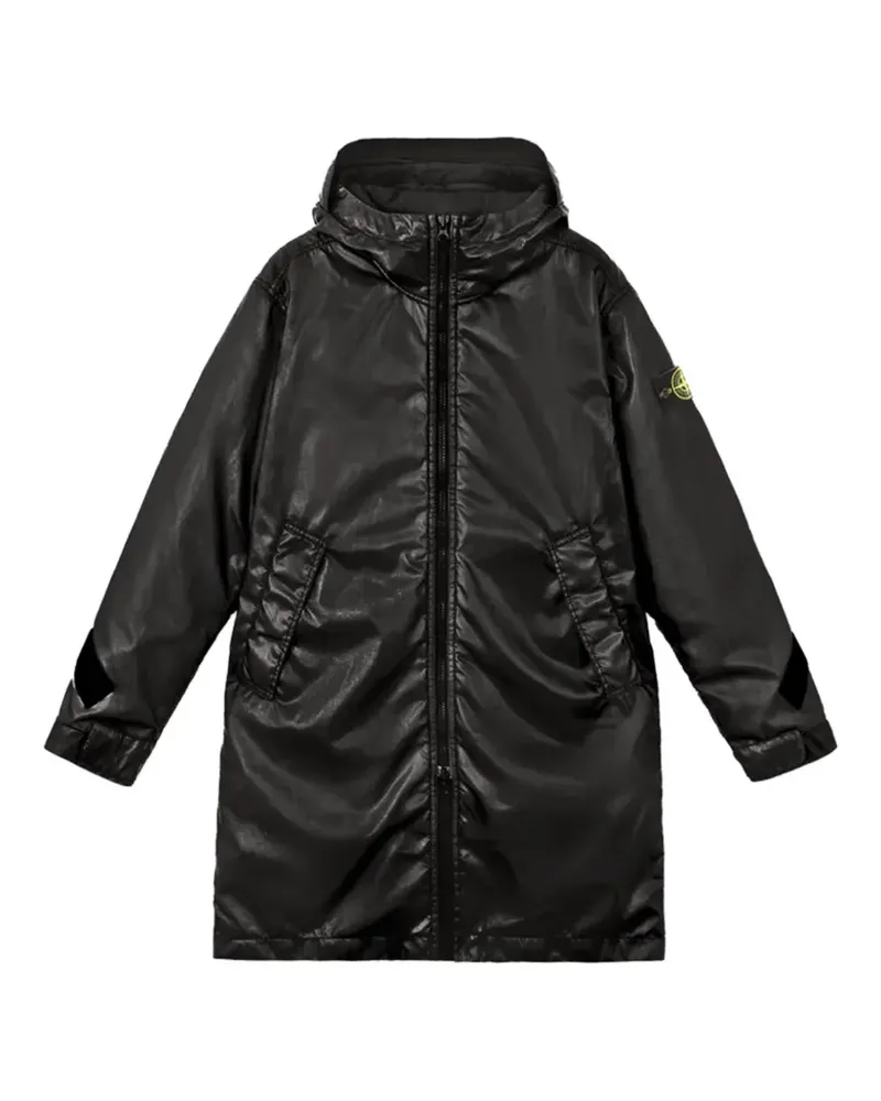 Stone Island logo-patch hooded jacket - Schwarz Schwarz
