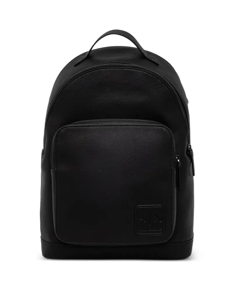 Armani Exchange logo-patch pebbled backpack - Schwarz Schwarz
