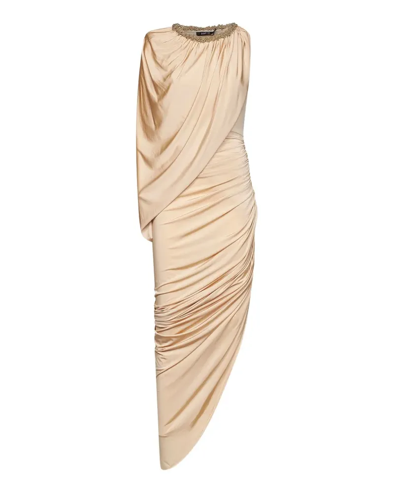 Amen bead-embellished draped maxi dress - Gold Gold