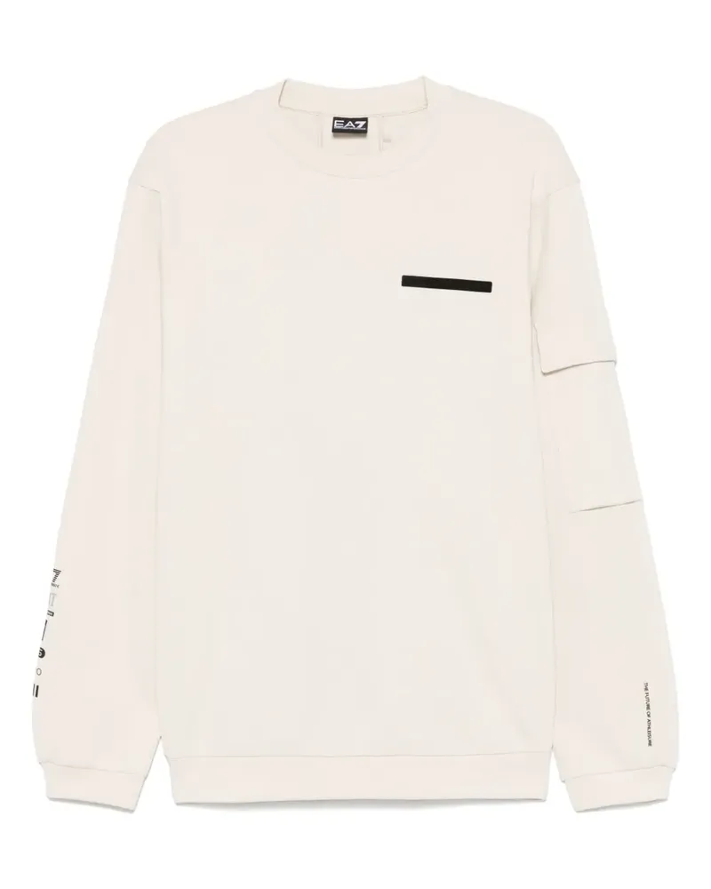 EA7 Sweatshirt mit gummiertem Logo-Print - Nude Nude