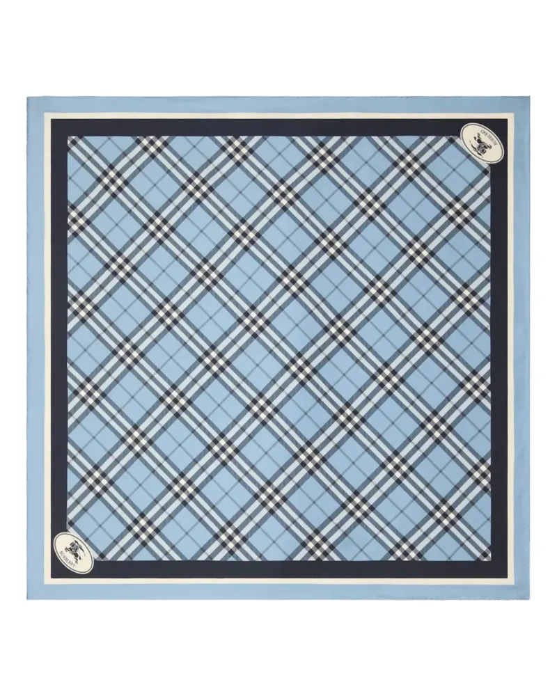 Burberry Karierter Schal aus Seide - Blau Blau