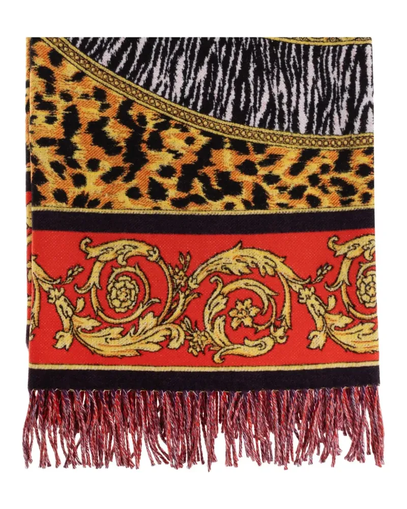 Versace Fransendecke mit Animal-Print - Rot Rot