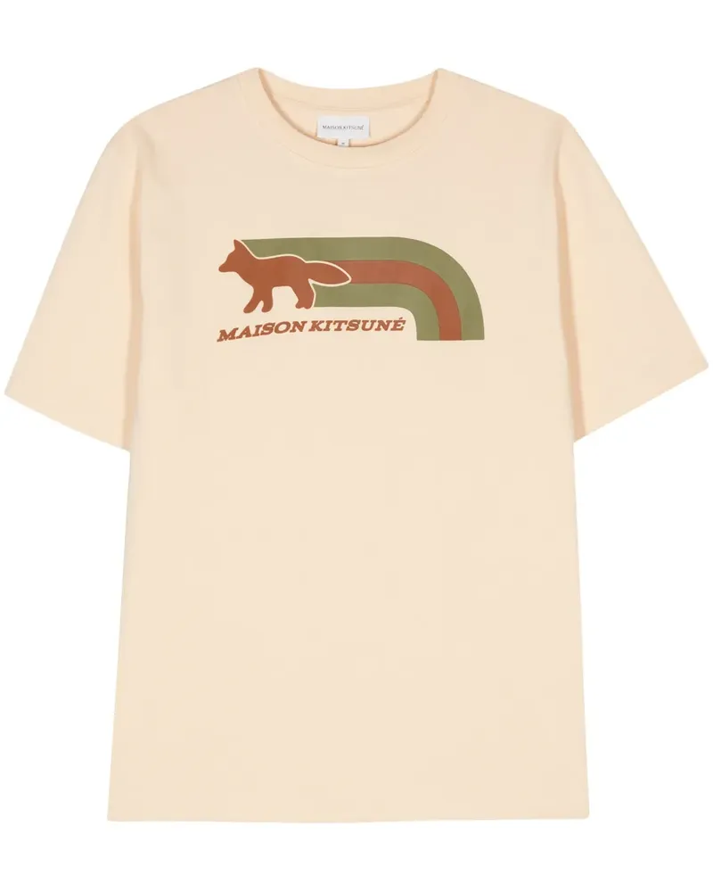 Kitsuné T-Shirt mit Flash Fox-Motiv - Nude Nude