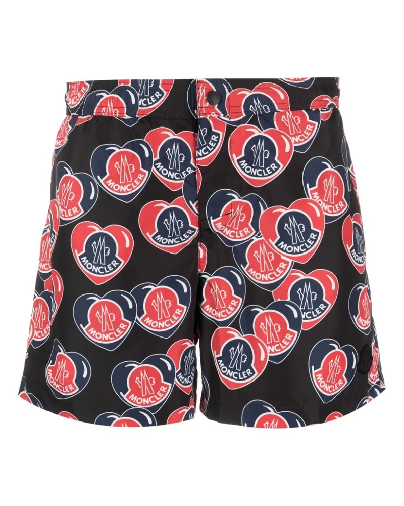 Moncler Badeshorts mit Logo-Print - Schwarz Schwarz