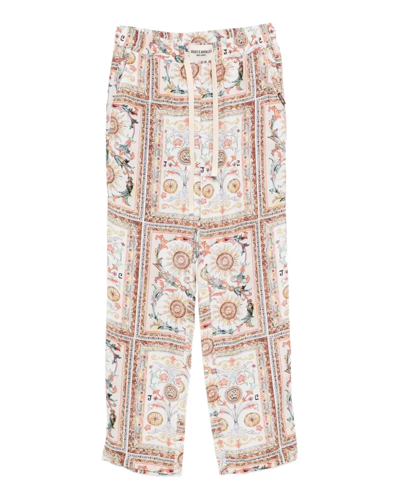 Just Cavalli drawstring printed trousers - Weiß Weiß