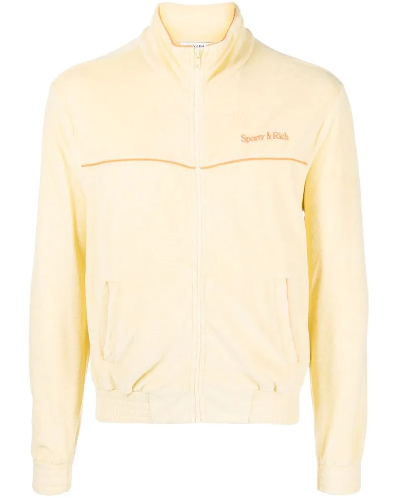 SPORTY & RICH Sweatshirtjacke mit Logo-Stickerei Gelb